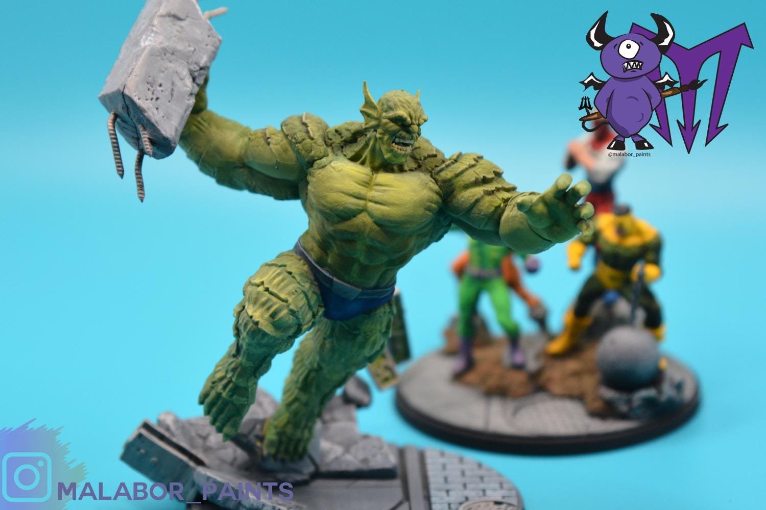 Fully painted Marvel Crisis Protocol: Abomination & Wrecking Crew by Malabor Paints