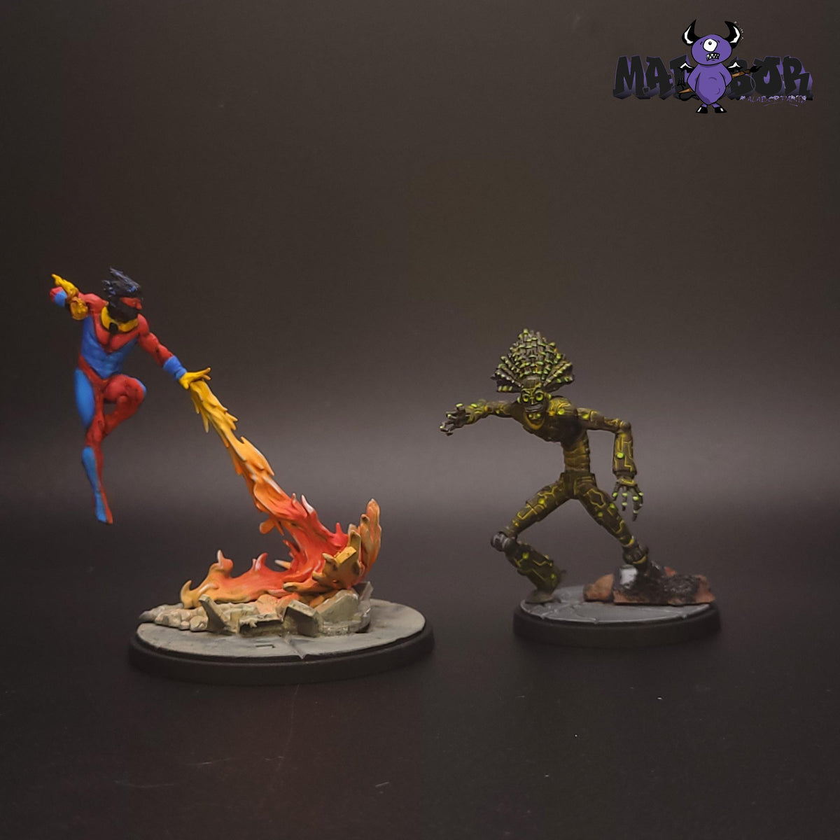 Fully painted Marvel Crisis Protocol: Sunspot &amp; Warlock by Malabor Paints