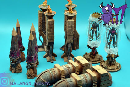 Fully painted Marvel Crisis Protocol: Dark Future Terrain Pack by Malabor Paints