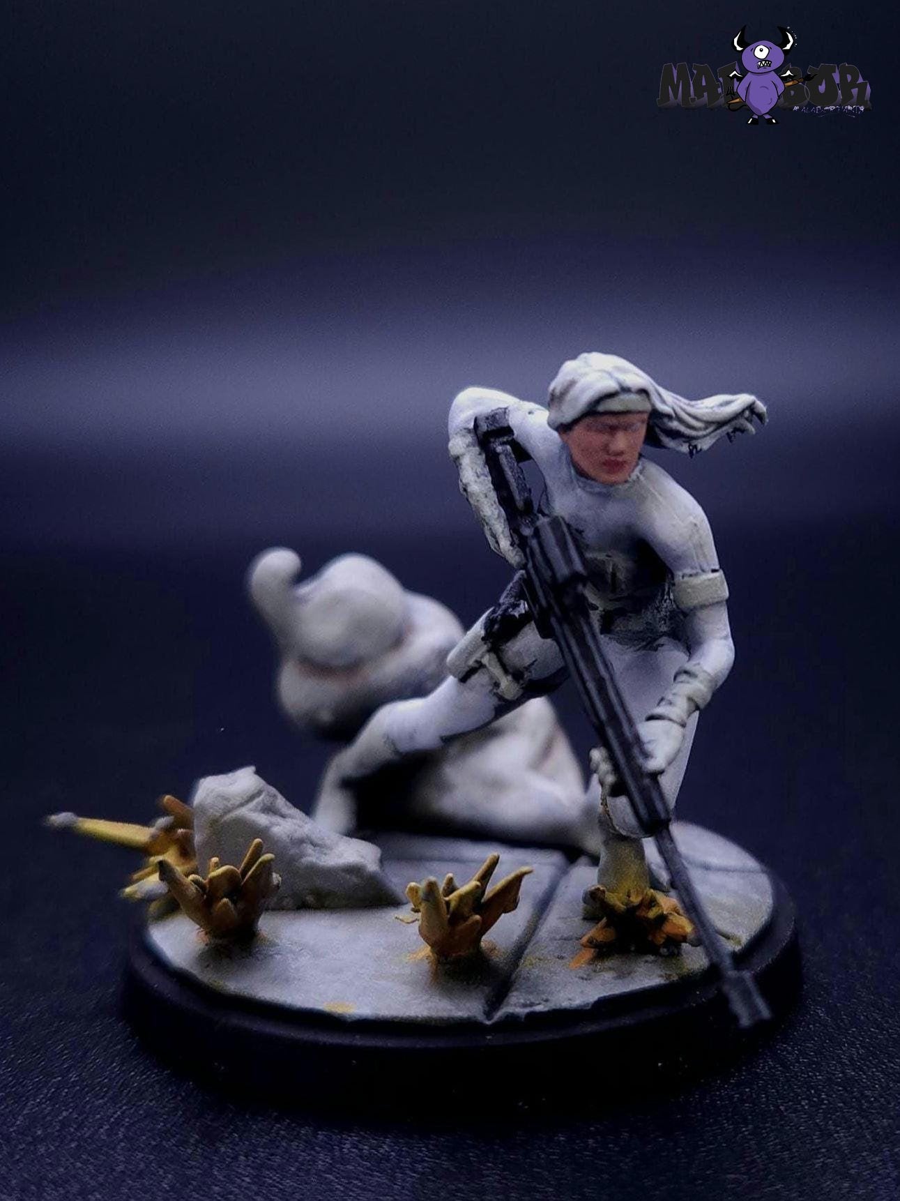 Fully painted Marvel Crisis Protocol: Shang Chi &amp; Silver Sable by Malabor Paints