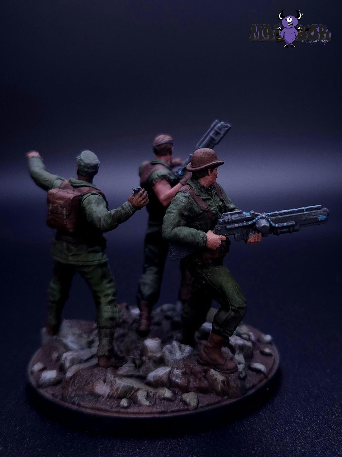Fully painted Marvel Crisis Protocol: Nick Fury, Sr. &amp; Howling Commandos by Malabor Paints