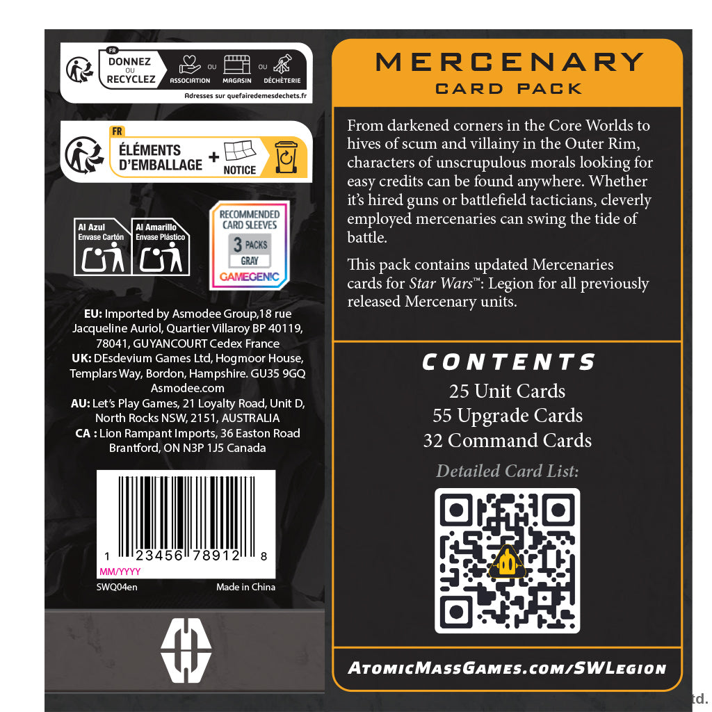PRE-ORDER: Star Wars: Legion - Mercenary - Card Pack