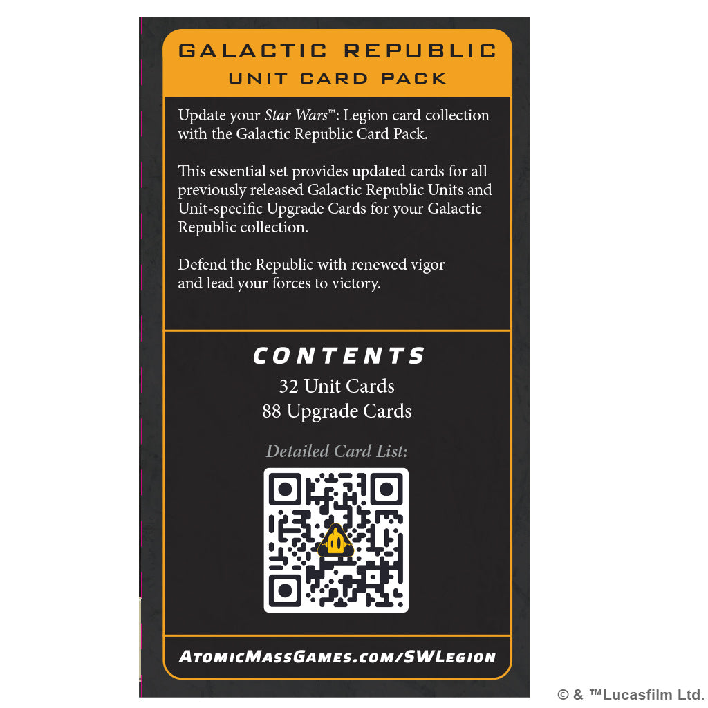 PRE-ORDER: Star Wars: Legion - Galactic Republic - Unit Card Pack