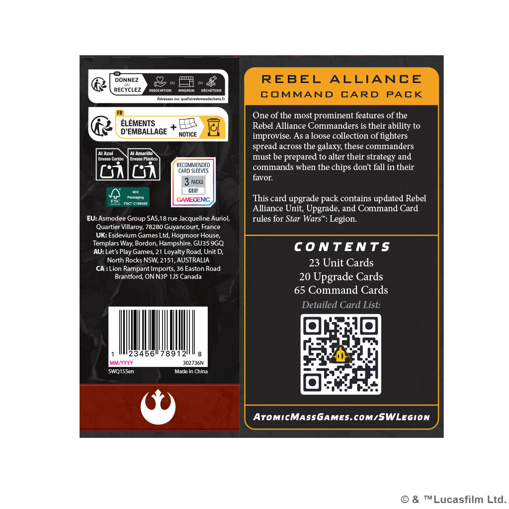 PRE-ORDER: Star Wars: Legion - Rebel Alliance - Command Card Pack