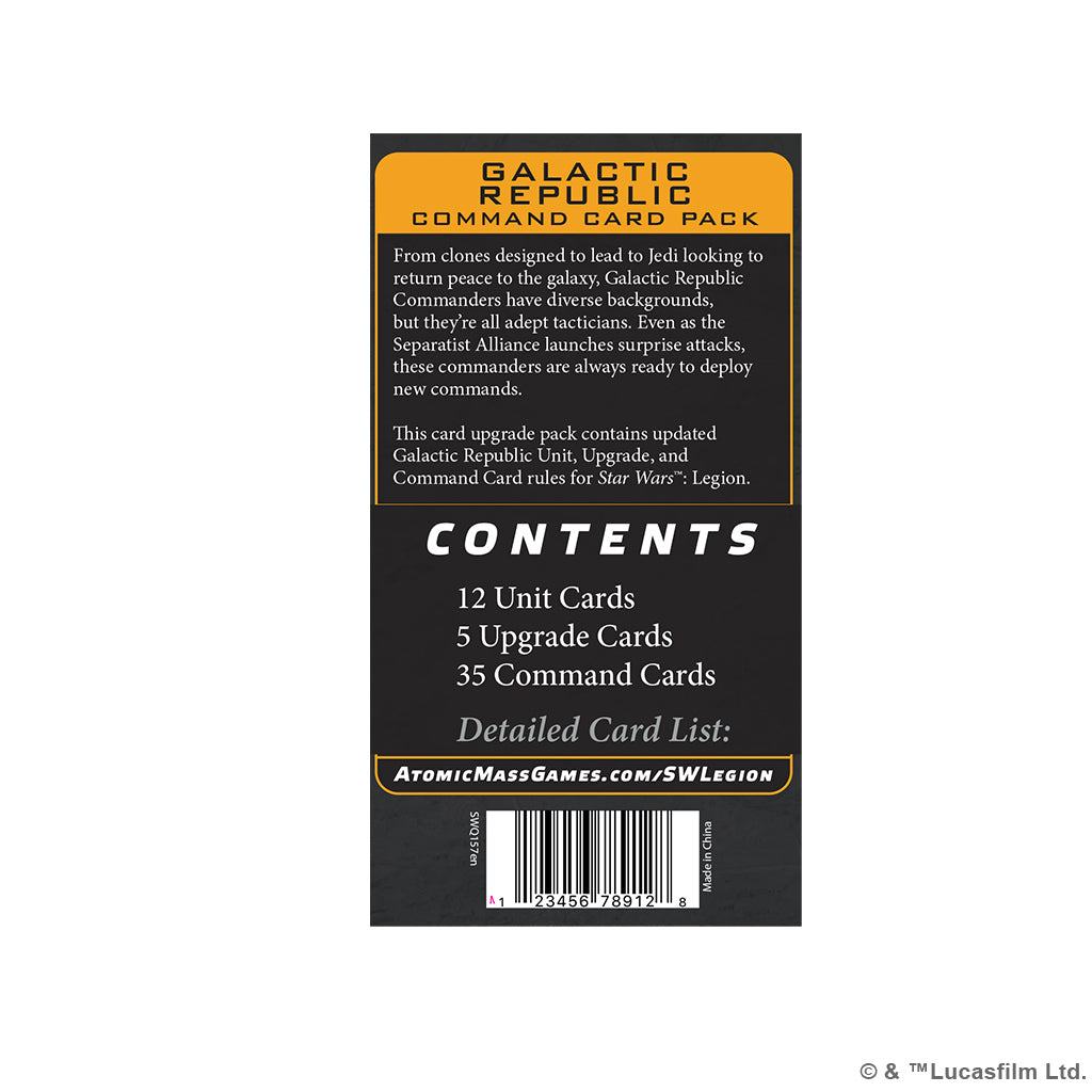 PRE-ORDER: Star Wars: Legion - Galactic Republic - Command Card Pack