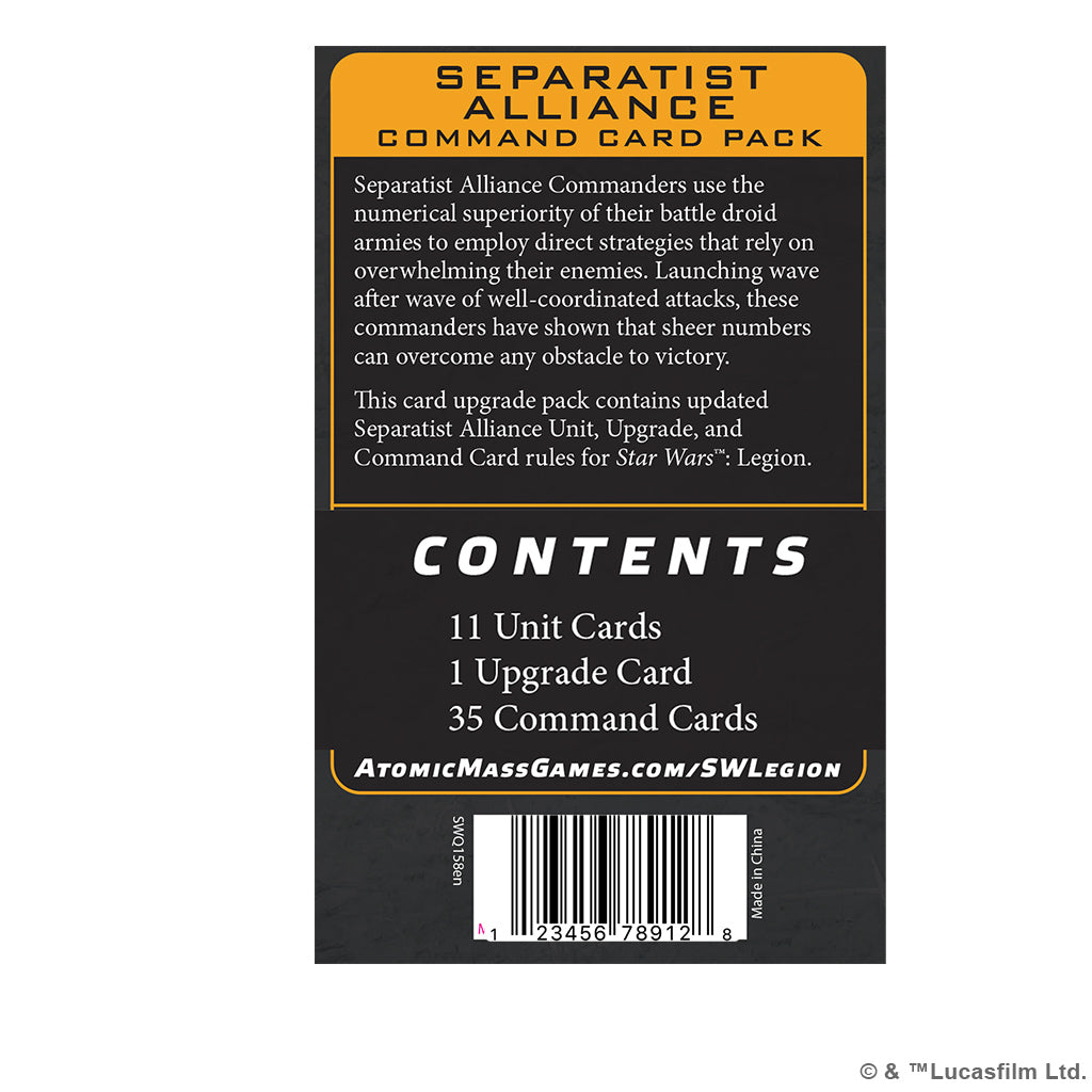 PRE-ORDER: Star Wars: Legion - Separatist Alliance - Command Card Pack