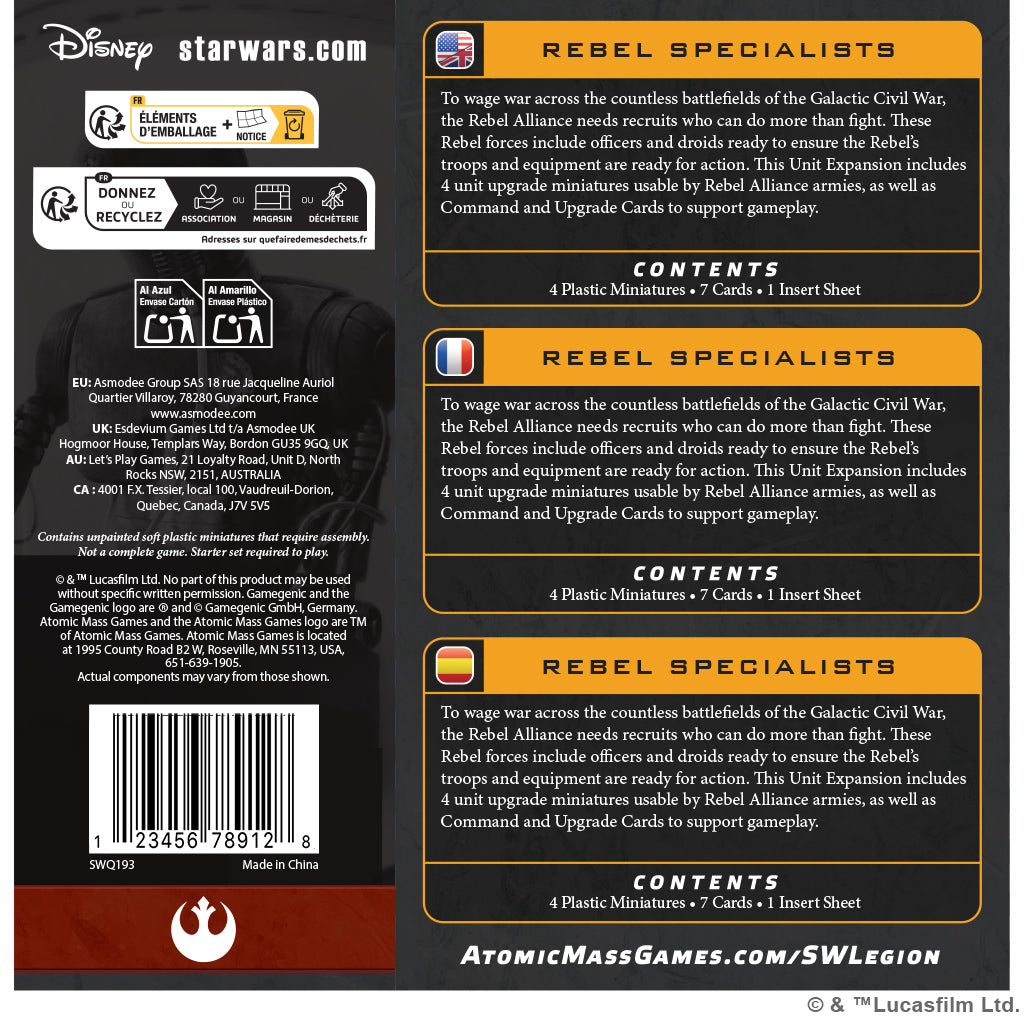 PRE-ORDER: Star Wars: Legion - Rebel Specialists