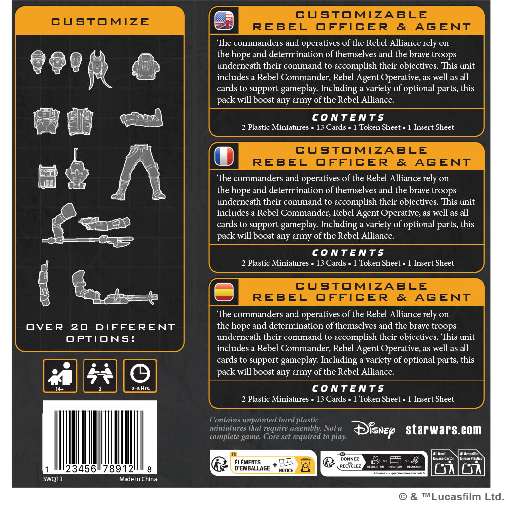 Star Wars: Legion - Customizable Rebel Officer &amp; Agent